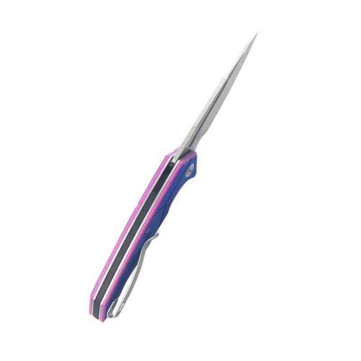 Couteau Kubey RBC-1 Outdoor Blue Pink Manche G10 Lame Acier 14C28N Beadblast IKBS Linerlock Clip KUB373C - Livraison Gratuite