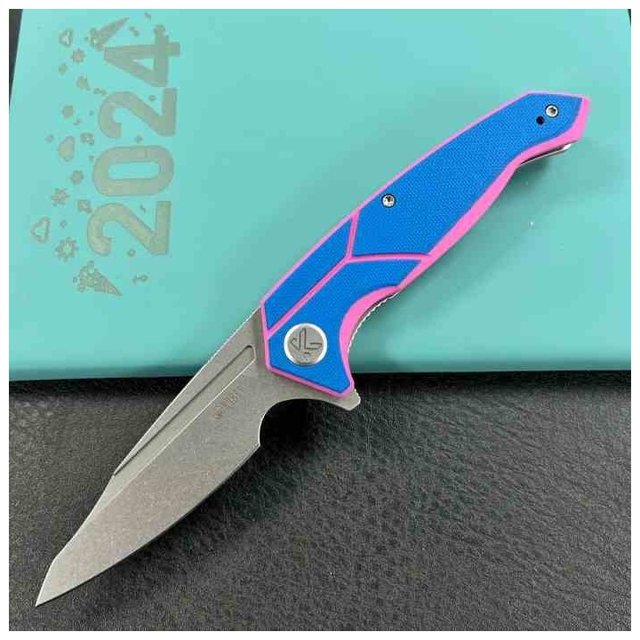 Couteau Kubey RBC-1 Outdoor Blue Pink Manche G10 Lame Acier 14C28N Beadblast IKBS Linerlock Clip KUB373C - Livraison Gratuite