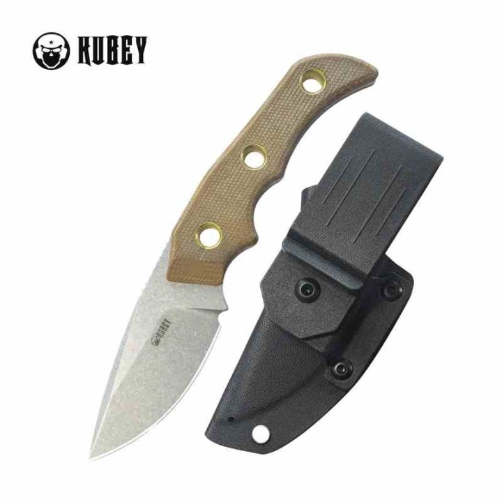 Couteau Kubey Willumsen DP Hunter Brown Manche Micarta Lame Acier 14C28N Beadblast Etui Kydex KUB376B - Livraison Gratuite