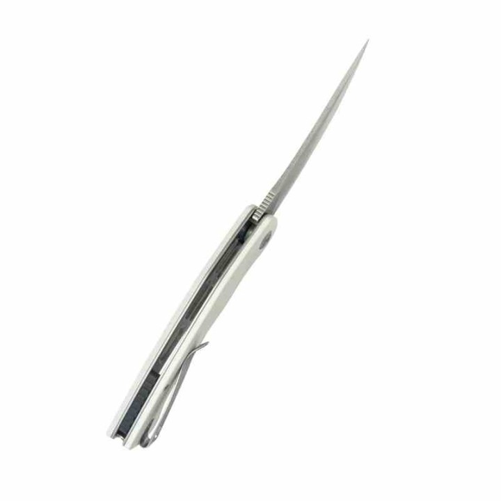 Couteau Kubey Scimitar White Manche G10 Lame Acier 14C28N Beadblast IKBS Linerlock Clip KUB173I - Livraison Gratuite