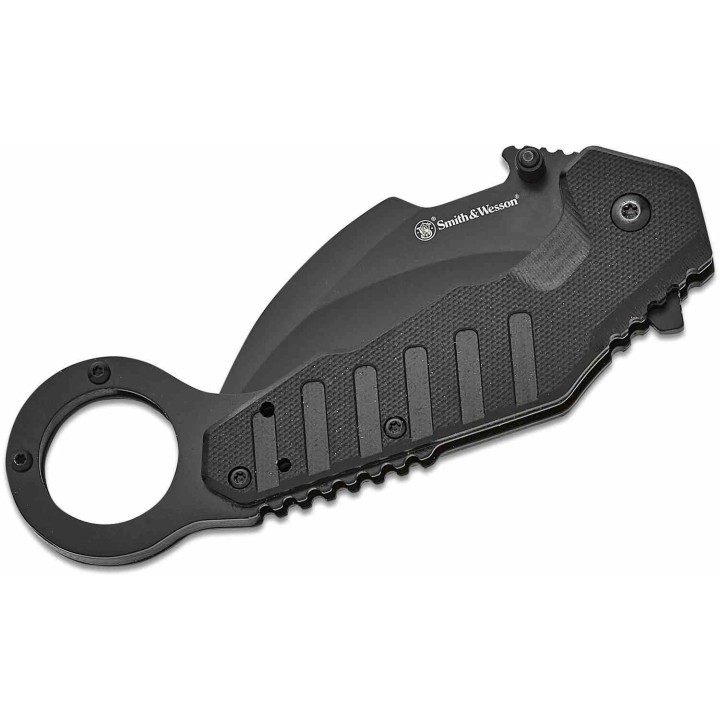 Couteau Smith&Wesson Karambit Extreme Ops A/O Lame Acier 8Cr13MoV Black Manche G10 Liner Lock SW1208411 - Livraison Gratuite