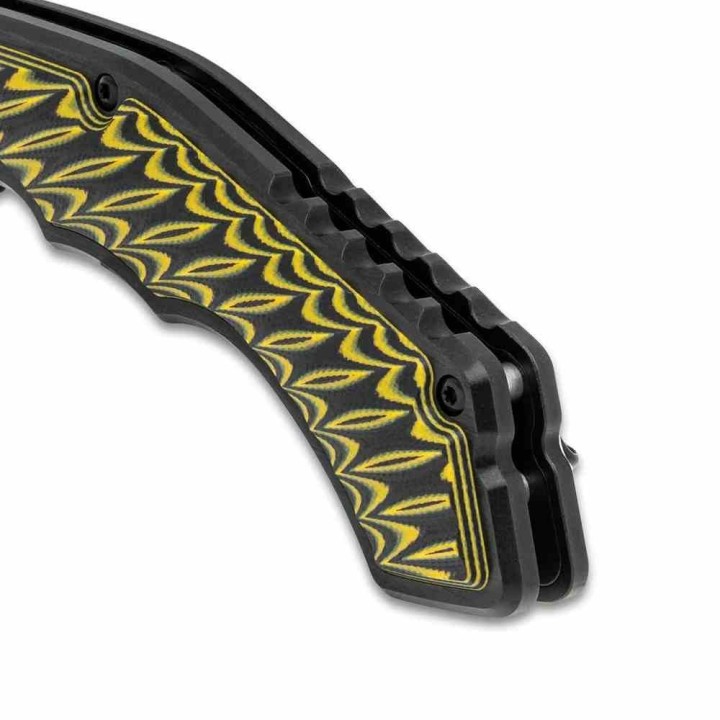 Couteau Hibben Whirlwind Yellow Jacket Lame Trailing Point Acier 7Cr17MoV Manche Alu/G10 IKBS Clip GH5131 - Livraison Gratuite 