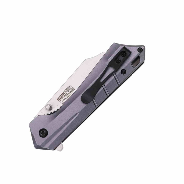 Lot de 2 Couteau Tac Force A/O Gray/Black Manche Aluminium Lame Cleaver Acier 3Cr13 Linerlock Clip TF1047GY - Livraison Gratuite