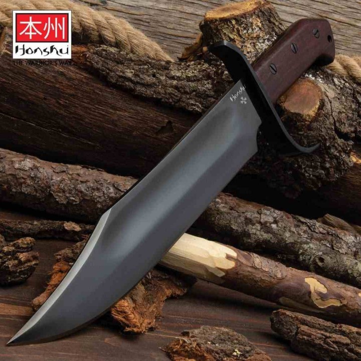 Couteau United Cutlery Honshu Pioneer Bowie Lame Acier Carbone 1075 Manche Bois Etui Cuir UC3545 - Livraison Gratuite