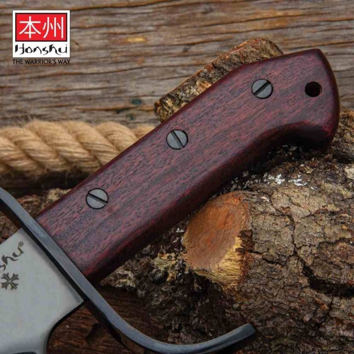Couteau United Cutlery Honshu Pioneer Bowie Lame Acier Carbone 1075 Manche Bois Etui Cuir UC3545 - Livraison Gratuite
