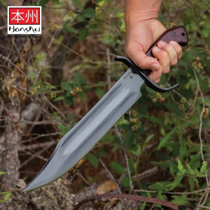 Couteau United Cutlery Honshu Pioneer Bowie Lame Acier Carbone 1075 Manche Bois Etui Cuir UC3545 - Livraison Gratuite