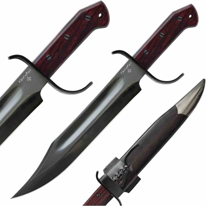 Couteau United Cutlery Honshu Pioneer Bowie Lame Acier Carbone 1075 Manche Bois Etui Cuir UC3545 - Livraison Gratuite