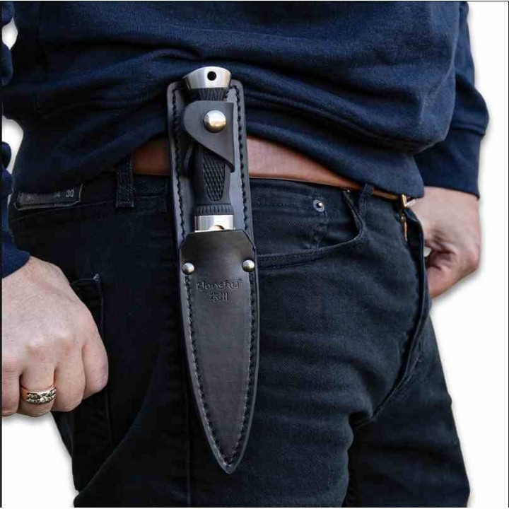 Couteau United Cutlery Honshu Sgian Dubh Lame Acier 7Cr13 Spear Point Manche TPR Etui Cuir UC3596 - Livraison Gratuite