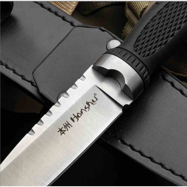 Couteau United Cutlery Honshu Sgian Dubh Lame Acier 7Cr13 Spear Point Manche TPR Etui Cuir UC3596 - Livraison Gratuite