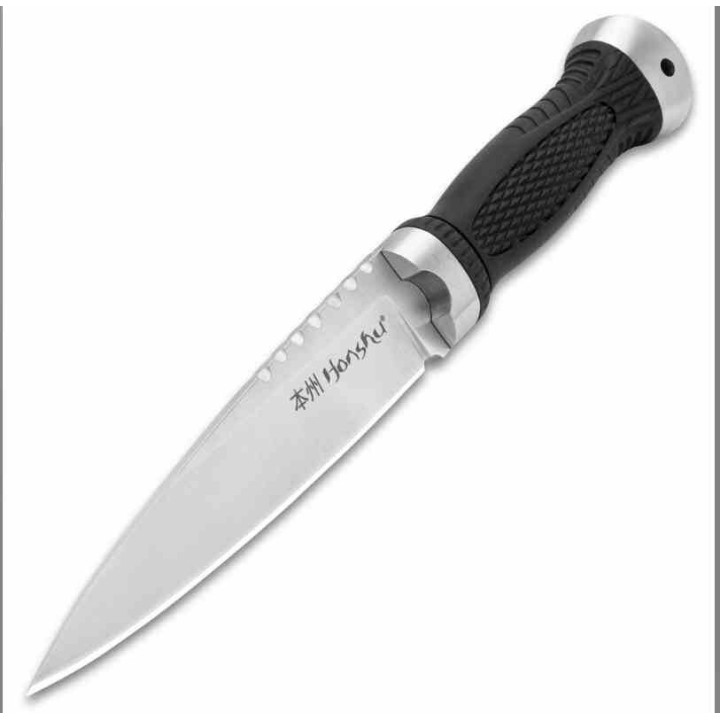 Couteau United Cutlery Honshu Sgian Dubh Lame Acier 7Cr13 Spear Point Manche TPR Etui Cuir UC3596 - Livraison Gratuite