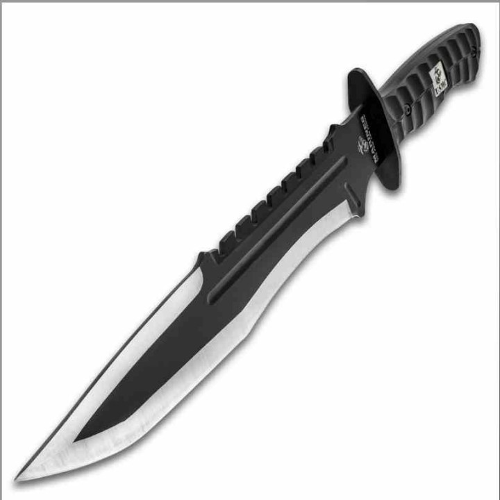 Couteau United Cutlery USMC Bulldog Bowie Lame Acier 3Cr13 Manche Polypropylene Etui Nylon UC3616 - Livraison Gratuite