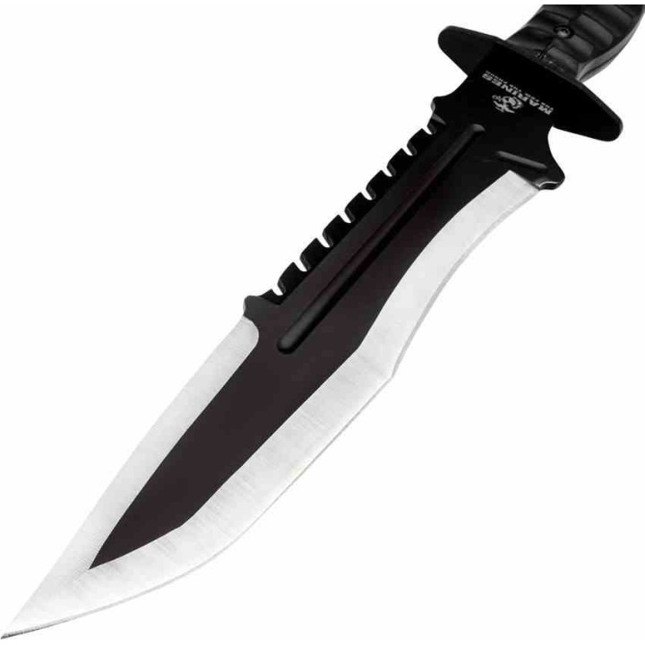 Couteau United Cutlery USMC Bulldog Bowie Lame Acier 3Cr13 Manche Polypropylene Etui Nylon UC3616 - Livraison Gratuite