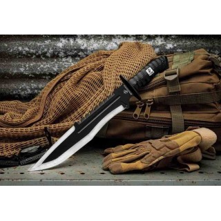 Couteau United Cutlery USMC Bulldog Bowie Lame Acier 3Cr13 Manche Polypropylene Etui Nylon UC3616 - Livraison Gratuite