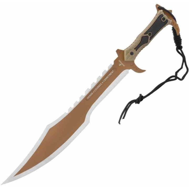 Epée United Cutlery USMC Desert Ops Spartan Sword Lame Acier 3Cr13 Manche Tan TPR Etui Nylon UC3625 - Livraison Gratuite