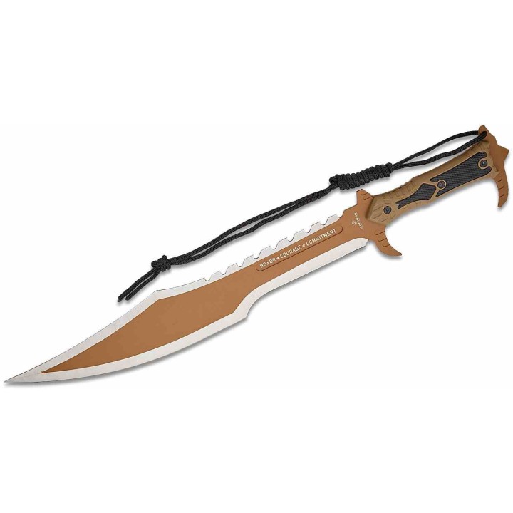 Epée United Cutlery USMC Desert Ops Spartan Sword Lame Acier 3Cr13 Manche Tan TPR Etui Nylon UC3625 - Livraison Gratuite