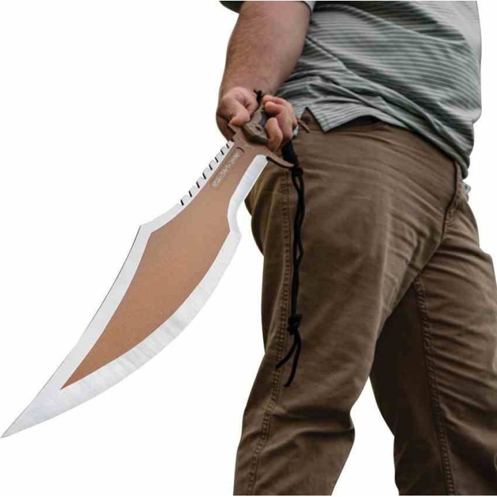 Epée United Cutlery USMC Desert Ops Spartan Sword Lame Acier 3Cr13 Manche Tan TPR Etui Nylon UC3625 - Livraison Gratuite