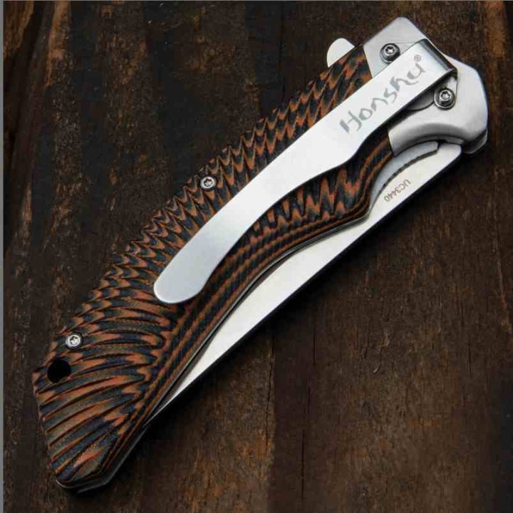Couteau United Cutlery Honshu Sekyuriti Black/Orange Manche G10 Lame Acier D2 IKBS Linerlock Clip UC3634 - Livraison Gratuite