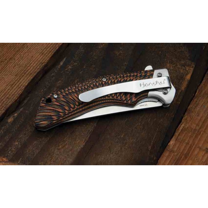 Couteau United Cutlery Honshu Sekyuriti Black/Orange Manche G10 Lame Acier D2 IKBS Linerlock Clip UC3634 - Livraison Gratuite