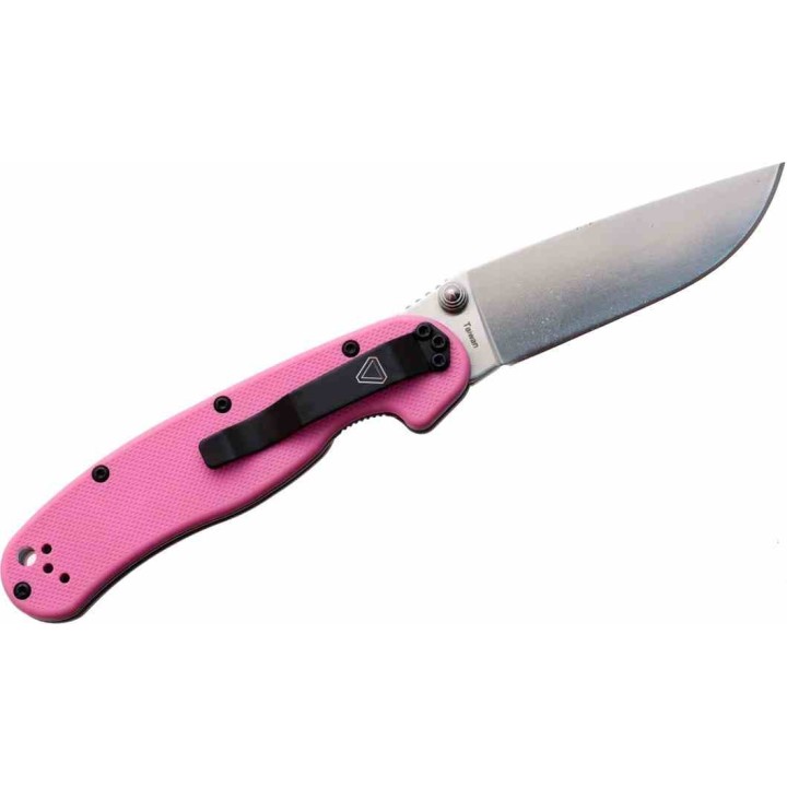 Couteau Ontario Rat II Pink Lame Acier AUS-8 Manche FRN Linerlock Clip ON8862 - Livraison Gratuite