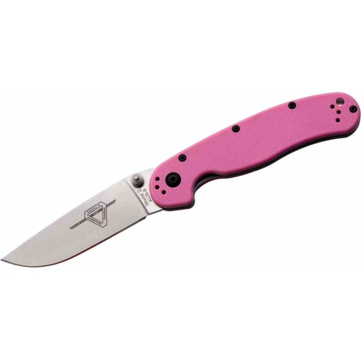 Couteau Ontario Rat II Pink Lame Acier AUS-8 Manche FRN Linerlock Clip ON8862 - Livraison Gratuite