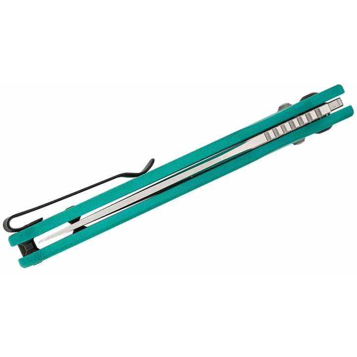 Couteau CJRB Prado Aqua Green Lame Acier AR-RPM9 Manche G10 IKBS Clip Crossbar Lock J1936AG - Livraison Gratuite
