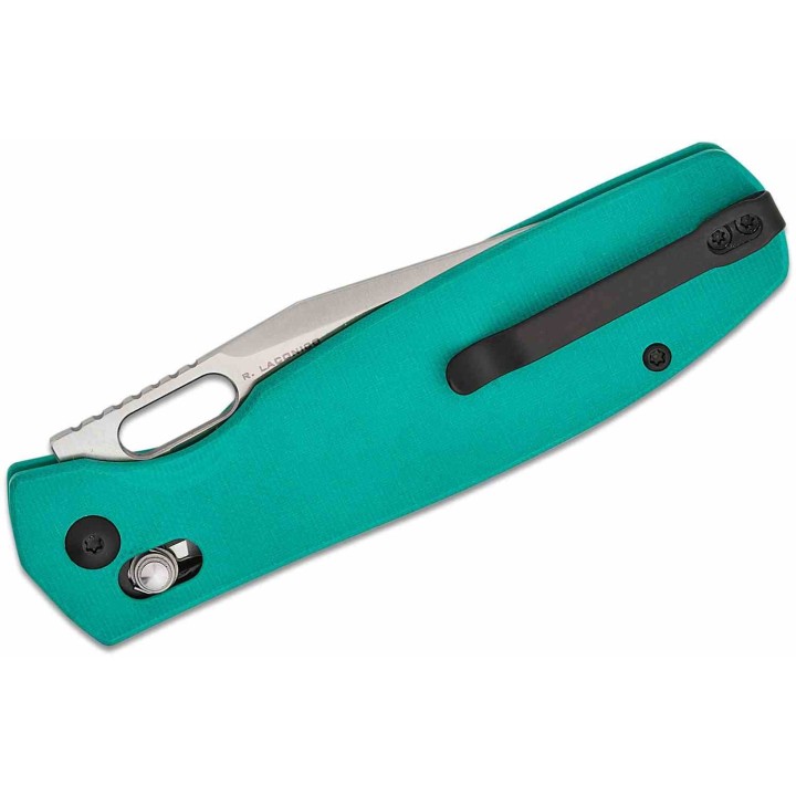 Couteau CJRB Prado Aqua Green Lame Acier AR-RPM9 Manche G10 IKBS Clip Crossbar Lock J1936AG - Livraison Gratuite