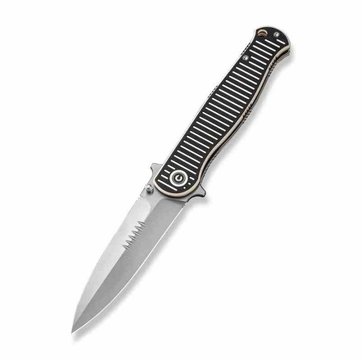 Couteau CIVIVI RS71 Dagger Ivory/Black Lame Acier Nitro-V Satin Manche G10 IKBS Linerlock Clip CIVC230251 - Livraison Gratuite
