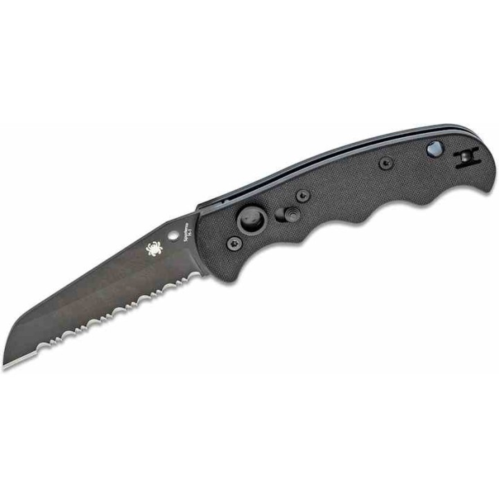 Couteau Automatique Spyderco Autonomy AUTO Lame Acier H-1 Serr Manche G10 Button Lock USA SC165GSBBK - Livraison Gratuite