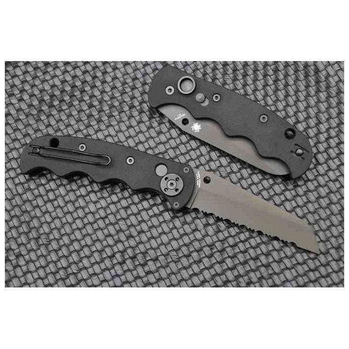 Couteau Automatique Spyderco Autonomy AUTO Lame Acier H-1 Serr Manche G10 Button Lock USA SC165GSBBK - Livraison Gratuite