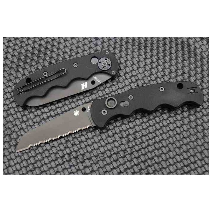 Couteau Automatique Spyderco Autonomy AUTO Lame Acier H-1 Serr Manche G10 Button Lock USA SC165GSBBK - Livraison Gratuite
