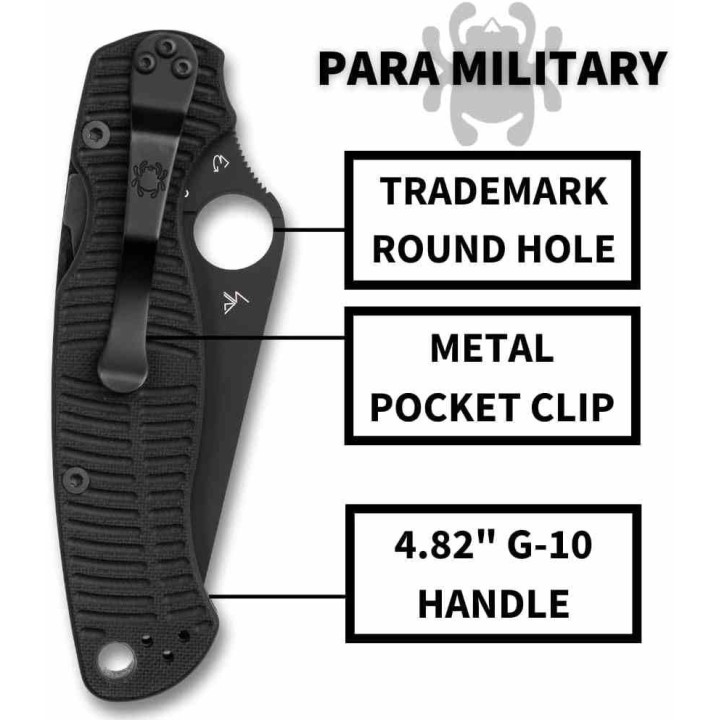 Couteau Spyderco Paramilitary 2 Salt CPM-MagnaCut Manche Black G10 Compession Lock Made USA SC81GMCBKP2 - Livraison Gratuite