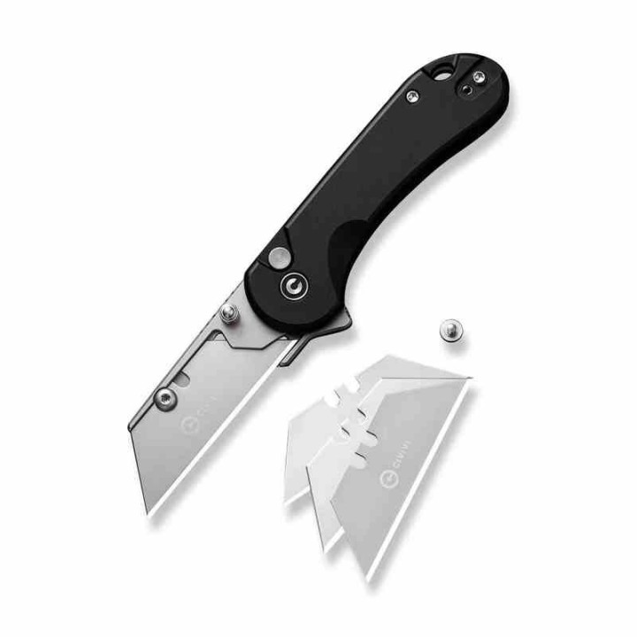 Couteau CIVIVI Elementum Utility Black Manche Aluminium Lame Acier 6Cr Button Lock Clip CIVC23039B1 - Livraison Gratuite