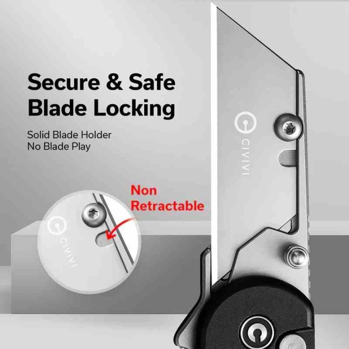Couteau CIVIVI Elementum Utility Black Manche Aluminium Lame Acier 6Cr Button Lock Clip CIVC23039B1 - Livraison Gratuite