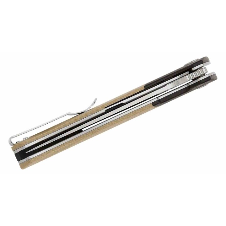 Couteau Bestech Swordfish Beige/black Lame Acier CPM-MagnaCut Manche G10 IKBS Linerlock Clip BTKG03K - Livraison Gratuite