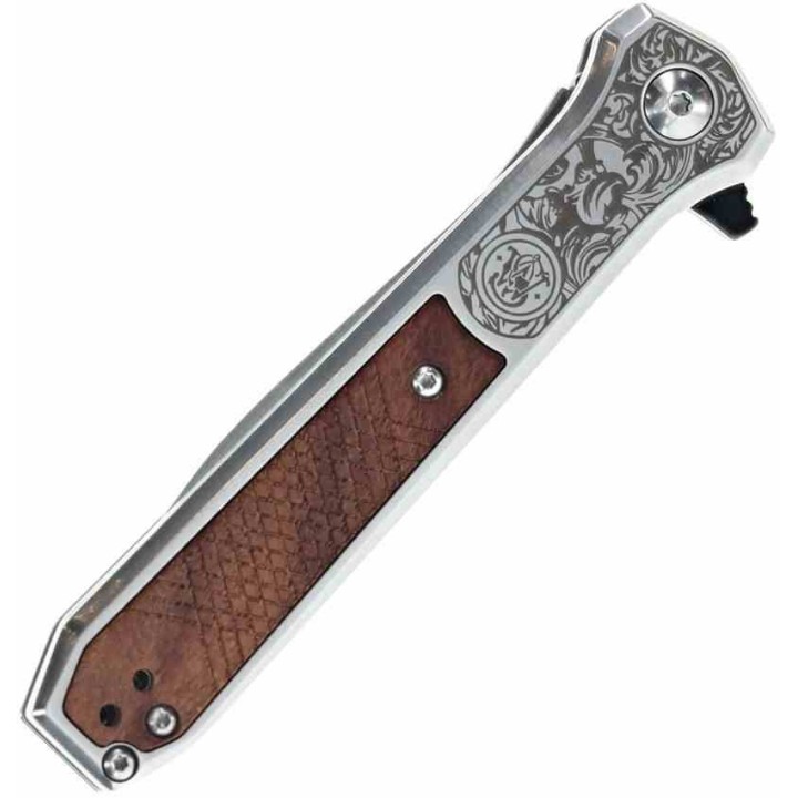 Couteau Smith&Wesson Unwavered Semi Auto Lame Acier 8Cr13MoV Manche Bois Mitres Décorées SW1208413 - Livraison Gratuite