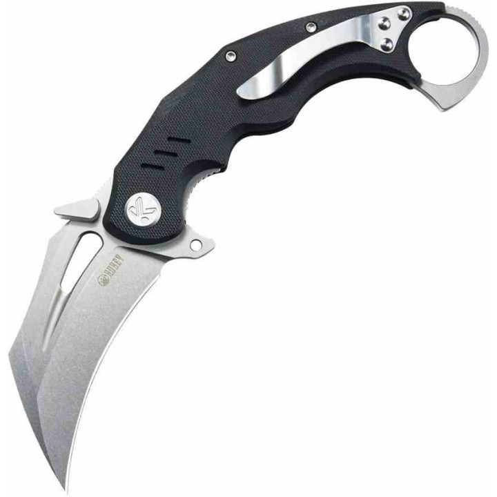 Couteau Kubey Wrath Karambit Black Manche G10 Lame Acier 14C28N Blade IKBS Linerlock Clip KUB261A - Livraison Gratuite