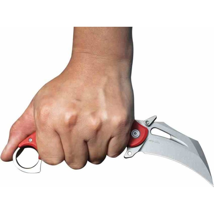 Couteau Kubey Wrath Karambit Red Manche G10 Lame Acier 14C28N IKBS Linerlock Clip KUB261D - Livraison Gratuite