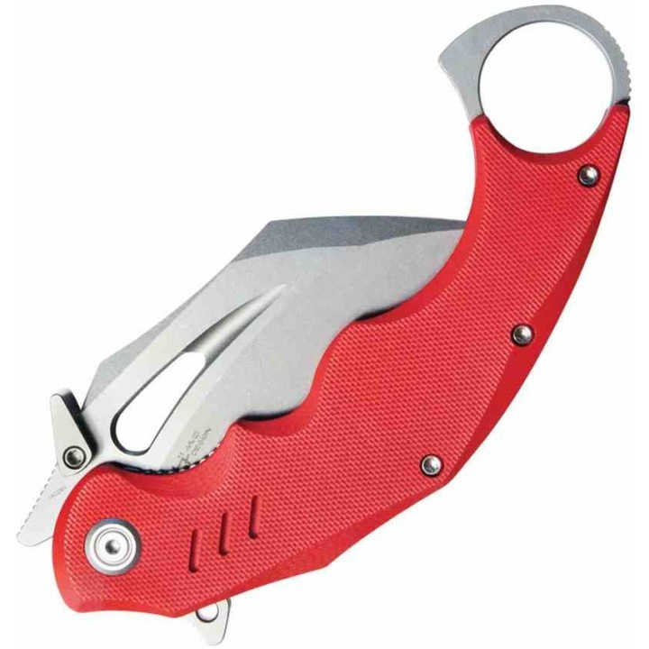 Couteau Kubey Wrath Karambit Red Manche G10 Lame Acier 14C28N IKBS Linerlock Clip KUB261D - Livraison Gratuite