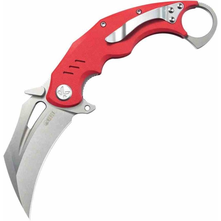 Couteau Kubey Wrath Karambit Red Manche G10 Lame Acier 14C28N IKBS Linerlock Clip KUB261D - Livraison Gratuite