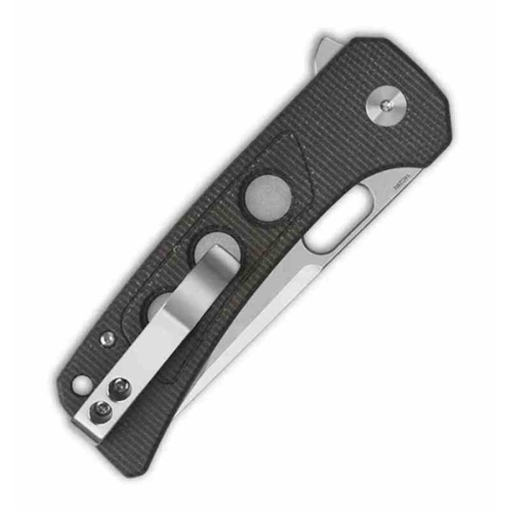 Couteau QSP Unicorn Dark Brown Manche Micarta Lame Acier 14C28N IKBS Button Lock Clip QS156A1 - Livraison Gratuite