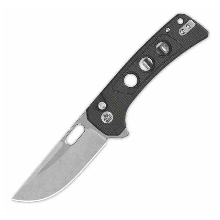 Couteau QSP Unicorn Dark Brown Manche Micarta Lame Acier 14C28N IKBS Button Lock Clip QS156A1 - Livraison Gratuite