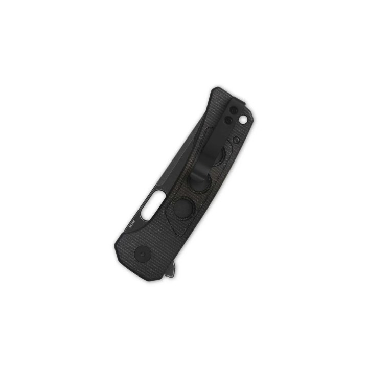 Couteau QSP Unicorn Dark Brown Manche Micarta Lame Acier 14C28N BLK IKBS Button Lock Clip QS156A2 - Livraison Gratuite