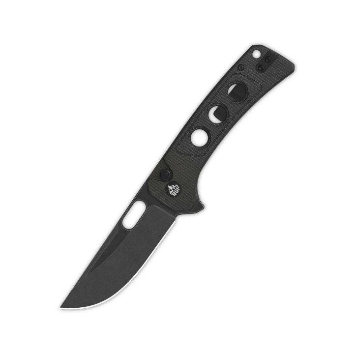 Couteau QSP Unicorn Dark Brown Manche Micarta Lame Acier 14C28N BLK IKBS Button Lock Clip QS156A2 - Livraison Gratuite