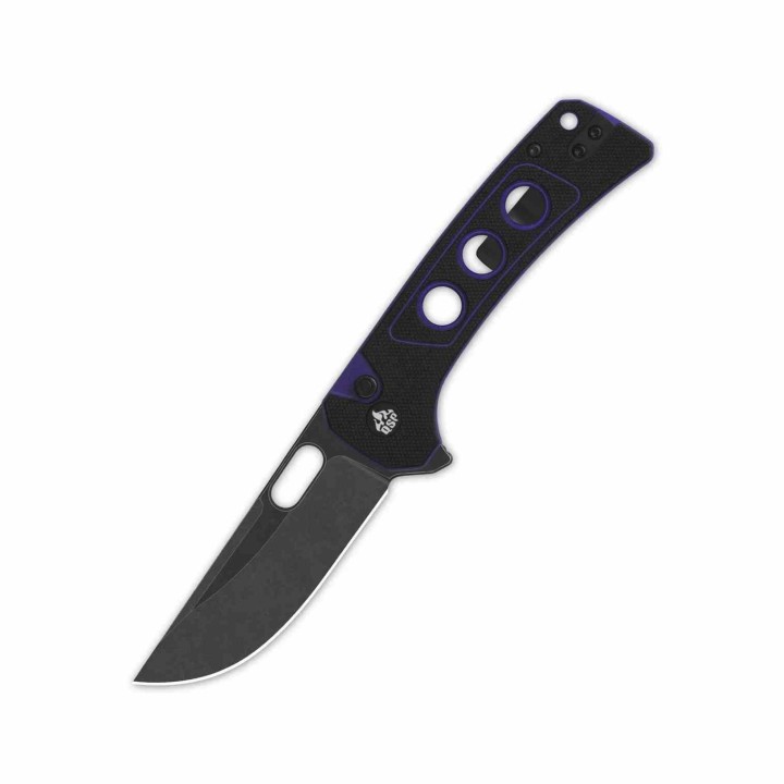 Couteau QSP Unicorn Black Purple Manche Micarta Lame Acier 14C28N BLK IKBS Button Lock Clip QS156B2 - Livraison Gratuite