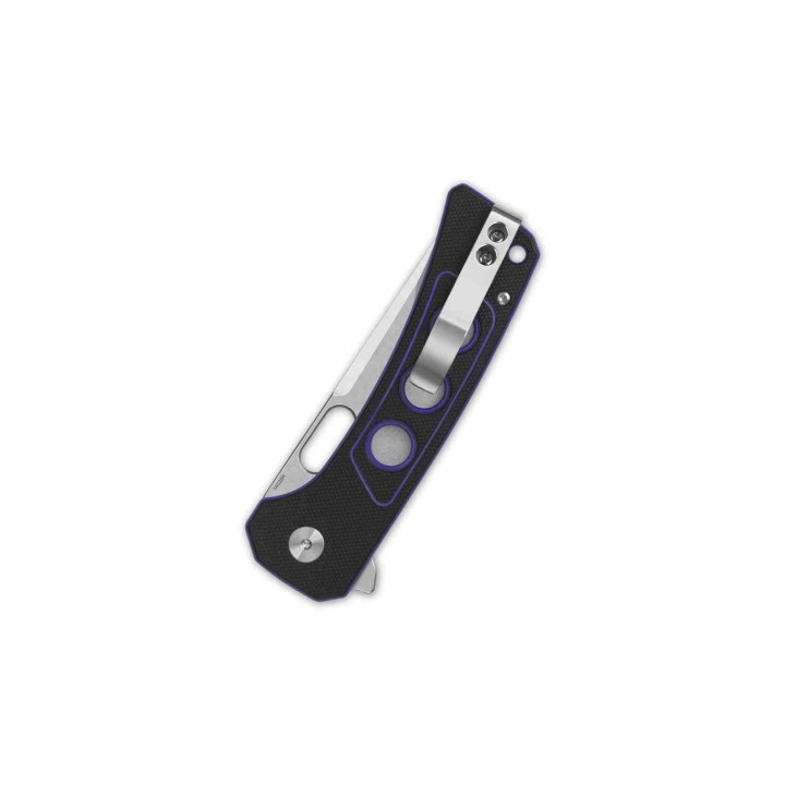 Couteau QSP Unicorn Black Purple Manche G10 Lame Acier 14C28N IKBS Button Lock Clip QS156B1 - Livraison Gratuite
