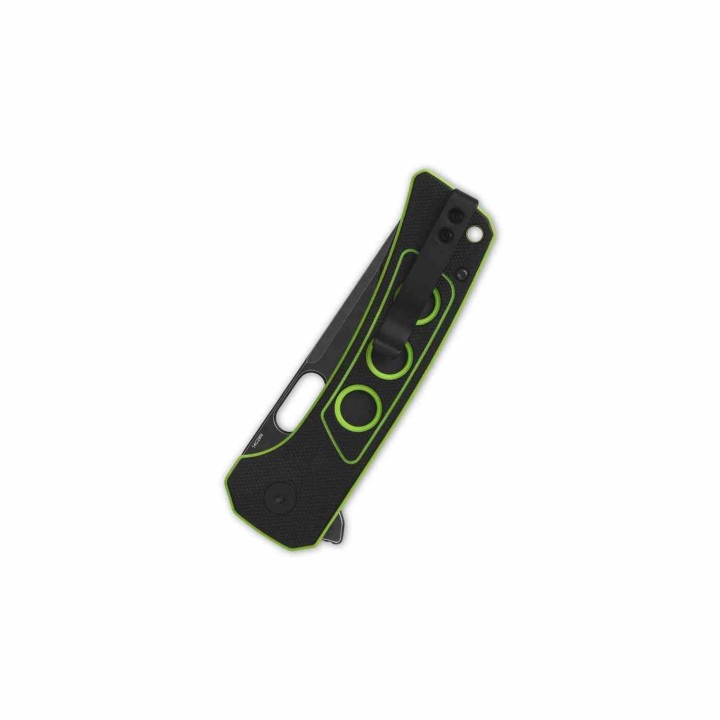 Couteau QSP Unicorn Black Neon Manche G10 Lame Acier 14C28N BLK IKBS Button Lock Clip QS156C2 - Livraison Gratuite