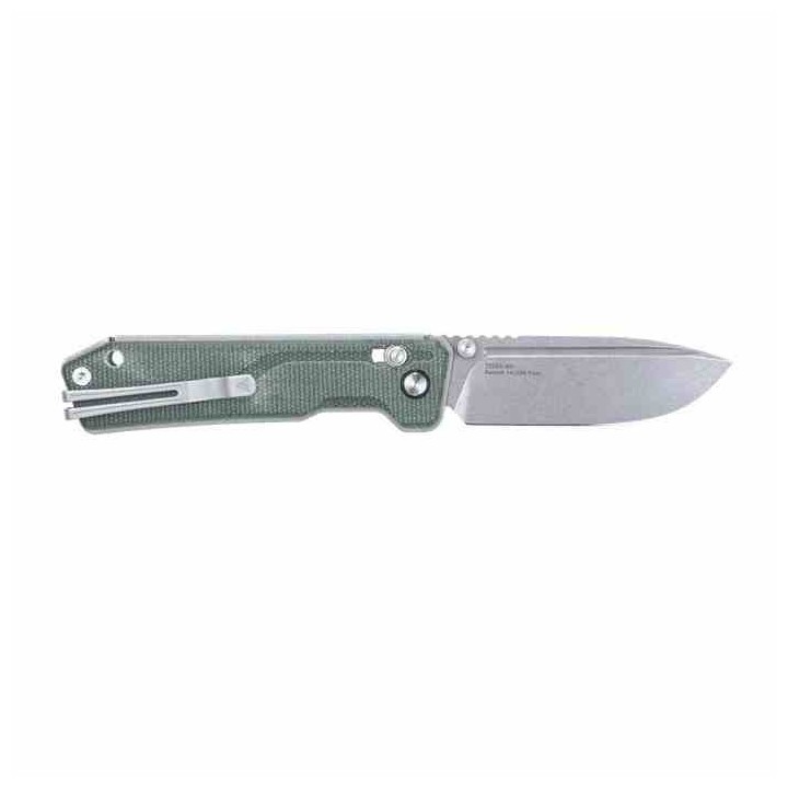 Couteau SRM Rubik Green Manche Micarta Lame Acier 14C28N Ambi Lock Clip SRM7228BMG - Livraison Gratuite