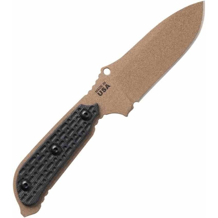 Couteau Tops Mil-Spie3 Elite Tan Lame Acier Carbone 1095 Manche Black Micarta Etui Kydex USA TPMIL3EBCM - Livraison Gratuite