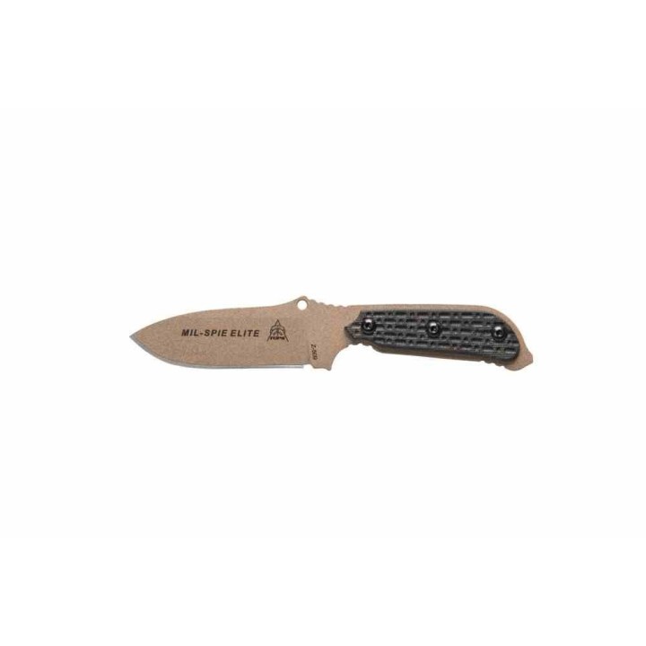 Couteau Tops Mil-Spie3 Elite Tan Lame Acier Carbone 1095 Manche Black Micarta Etui Kydex USA TPMIL3EBCM - Livraison Gratuite