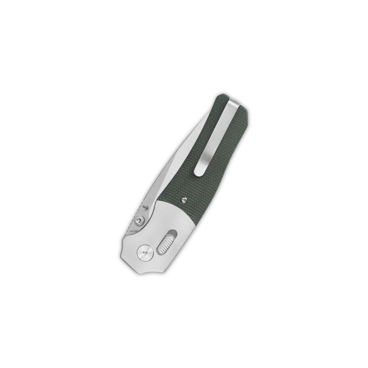 Couteau QSP Vault Green Manche Micarta/Alu Lame Acier 14C28N IKBS Crossbar Lock Clip QS157B1 - Livraison Gratuite